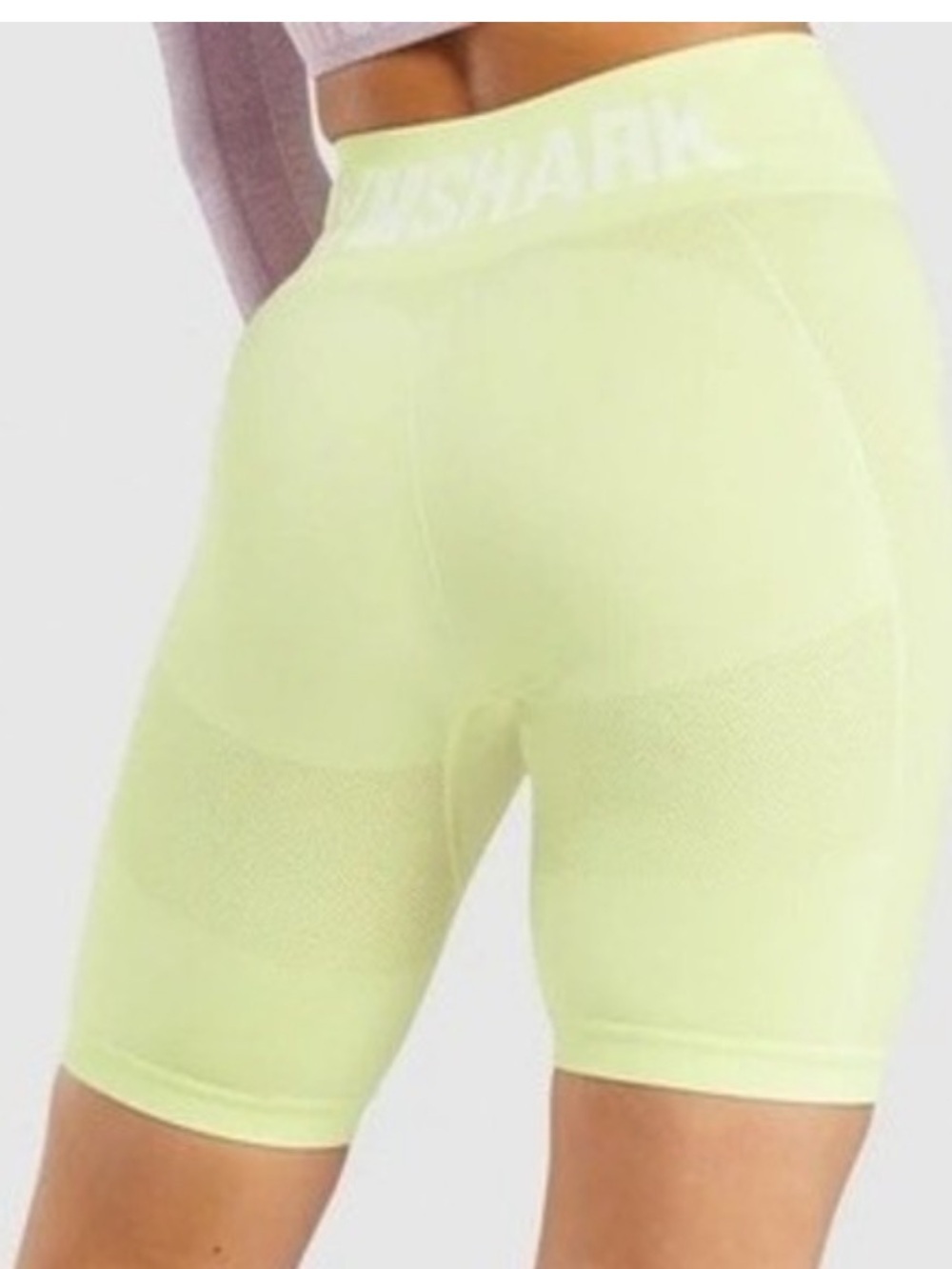 Gymshark women’s Neon Lime Seamless High-Waist Biker 8”Shorts Sz Small NWOT